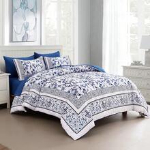7 Piece Floral King Bed Comforter Set, Blue Flowers Branch On White Botanical Bedding Set, Soft Microfiber Bedding Comforter Sets With Sheets For All Season. Room Decor, Bedroom Decor, Wedding Decoratiion,Halloween Decor, Cheistmas. - 藍色 - 查看 10