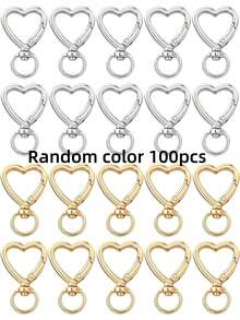 10/30/60/100pcs Heart-Shaped Keychain Swivel Hook, Cute Zinc Alloy Spring Clip Key Ring, Handbag Clip, Suitable For DIY Crafts - Color Mixing - View 12