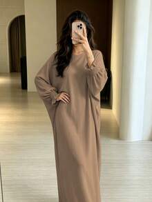 1pc Soft Muslim Dress, Soft Touch And Cool Feel, Multiple Color Options, No Fading, No Discoloration, Classic Versatile Style Suitable For Any Occasion, Easy To Match Abaya - Multicolor - View 26