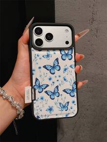 1 buah Casing Ponsel Premium Fashion Layar Penuh Motif Kupu-kupu & Bunga Biru, Casing Lembut Anti-Jatuh Perlindungan Penuh dengan Potongan Besar, Kompatibel dengan Apple 17 Pro Max/11/12/13/14/15/16 Pro Max/17 dan Model Lainnya, Hadiah Liburan - MultiWarna - View 2