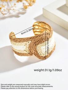 1件波希米亞風對比色拉菲亞編織菱形可調節手鍊，適合女性日常配戴、度假、旅行，氛圍感飾品 - 混咖 - 查看 2