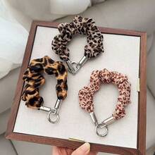 Leopard Print Phone Lanyard Wrinkled Wrist Strap Short CCD Keychain Hanging Chain Bag Charm - Multicolor - View 9
