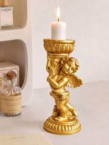 1pc Vintage European Style Angel Candle Holder Set, Angel Sculpture Decor, Home Decoration, Tabletop Candle Holder, Elegant Gift, Suitable For Weddings, Holidays And Special Occasions - Multicolor - View 7