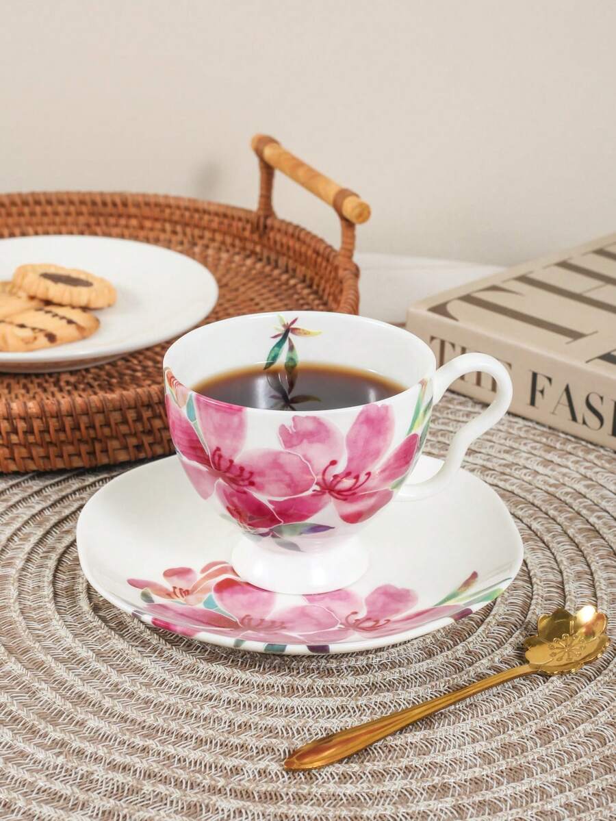 1 bộ tách cà phê và đĩa lót phong cách Trung Quốc tinh xảo, chất liệu gốm, 4 tùy chọn họa tiết, phù hợp dùng tại nhà, câu lạc bộ, quán cà phê, văn phòng - Nhiều màu - Xem 1