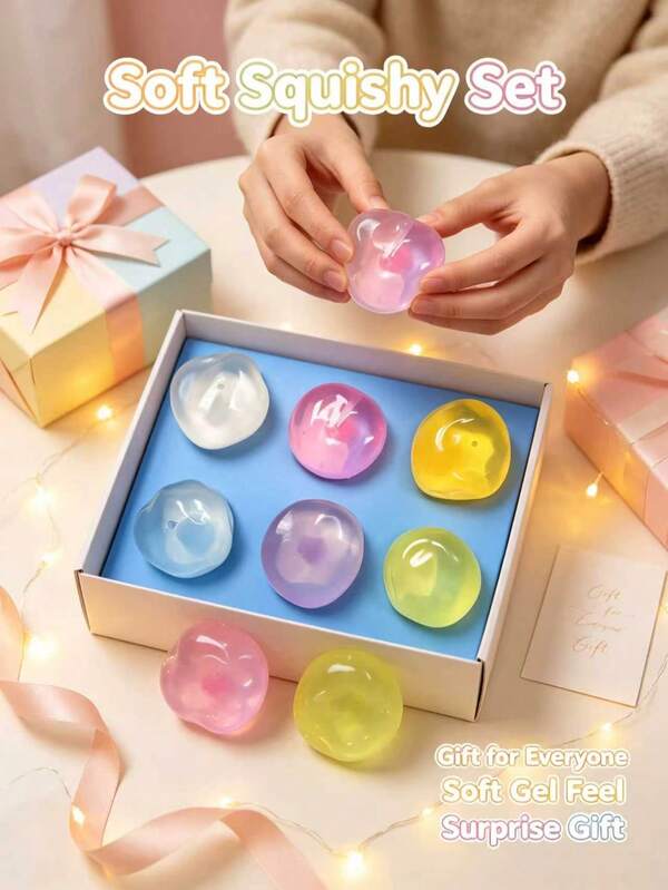 Multi-Color Round Coconut Oil Squeeze Toy 2026 New Style, Soft Transparent Stretchable And Moldable Texture, Realistic Food Shape Anxiety Relief Sensory Toy, Party Favor Bag Filler