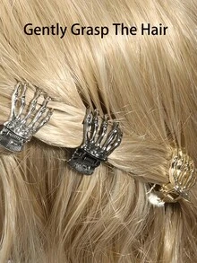 Gothic Punk Hair Claw Clips Mini Skull Side Clips For Women Halloween Hairstyle Clips For Gig Camping Vocation Travel Birthday Gift Homen Decor Travel Back To Scool Indoor Outdoor Daily Essential Accessory - Multicolor - View 9