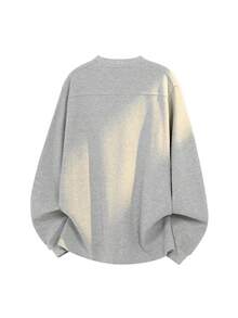 1 buah Kaos Pria Lengan Panjang Kerah Bulat Warna Abu-abu, Kain Tekstur Waffle, Detail Bordir di Jahitan Bahu, Sangat Lembut dan Bernapas - Grey - View 7