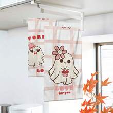 2/4/48pcs Halloween Series Pink Plaid Cute Ghost Pattern Printed Kitchen Towels - Super Soft, Highly Absorbent Polyester Tablecloths And Hand Towels, Perfect For Holiday Decor, Kitchen Decor, Party Decor. - Multicolor - View 5