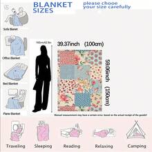 1pc Vintage Patchwork Floral Polka Dot Single-Sided Printed Flannel Blanket, Soft & Lightweight Sofa Bed Cover, Bohemian Home Decor, Suitable For All Seasons, Perfect For Bedroom, Outdoor Camping And Daily Relaxation Gift - Multicolor - View 14