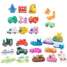 Mainan Puzzle Balok Kayu 3D Besar untuk Anak-Anak, Mobil Transportasi, Hewan, Dinosaurus, Huruf, Mainan Edukasi Pendidikan Dini - MultiWarna - View 12