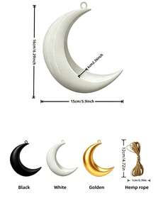 1/2pcs 3D Printed Luxury Metallic Gold Crescent Moon Hanging Planter, Hemp Rope Suspended Air Planter, Suitable For Succulents, Baby's Breath, Hydrangea Artificial Flowers, Bedroom Balcony Wall Star Moon Style Soft Decoration Flower Pot - Crescent Moon - View 10