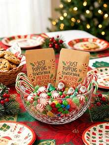 1 Set Kraftpapier Weihnachtsgeschenk-Umschläge, Zuckerstange Stechpalme Weihnachtsmütze, Weihnachtsgeschenktüten, Klassenzimmer-Aktivitäten, Feiertags-Party-Geschenke, Frohe Weihnachten Heimdekoration, Weihnachtsdekorationen, Klassenzimmer-Aktivitäten - mehrfarbig - Übersicht 8