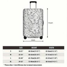 1PC Butterfly And Flower Print Luggage Cover With Manual Doodle Color. Fits Luggage From 18 – 32 Inches; Dust And Elastic Travel Accessories To Protect Your Luggage - View 7
