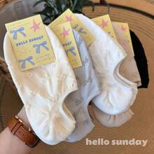 5 Pairs Spring/Summer Solid Color Bow Knot Boat Socks For Women, Low-Cut Invisible Socks, Korean Style INS Fashion Hollow Out Breathable Low-Top Short Socks - Multicolor - View 5