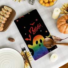 2/4/48pcs Halloween Series Rainbow Ghost & Bat Pattern Printed Kitchen Towels - Super Soft, Highly Absorbent Polyester Dish & Hand Towels, Perfect For Holiday Decor, Kitchen Decor, Party Decor - Multicolor - View 11