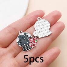 5/12pcs Vintage Gothic Dark Alloy Enamel Charms, Dragon Raven Bat Occult Floral Sword Pendants For Jewelry Keychain Bag Ornament DIY Craft Accessories - Multicolor - View 18