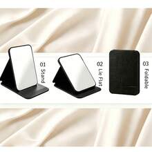 Foldable Makeup Mirror, Portable Standing Mirror For Female Students, Home Desktop Vanity Mirror, Classroom Dormitory Portable Mirror, High-Definition Imaging, Foldable Storage Space-Saving, Compact And Lightweight, Dorm Bedside Desk, Travel Portable, High-Definition Durable, Multi-Angle Adjustable, Simple And Practical, Gift For Best Friend And Classmate, Dormitory Essential, Home Essential - Black - View 6