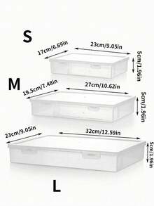 1pc Transparent Large/Medium/Small File Storage Box, Home Certificate Important Document Storage, Books Stationery Small Items Organizer - Clear - View 3
