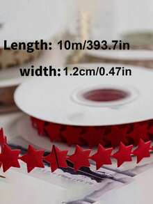 Cinta de estrella de 10m para envolver regalos DIY, cinta de decoración de Halloween para fiestas, cinta de regalo de moda, cinta creativa para envolver regalos, bolsa para envolver regalos de Navidad, decoración navideña, cinta de estrella de cinco puntas - Múltiples estilos - Ver 5