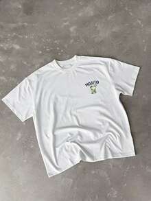 Kaos Pria Kasual Koktail Motif Grafis Leher Bulat Lengan Pendek, Musim Panas - Putih - View 4