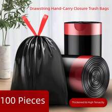 100pcs Black Roll Disposable Trash Bags, Puncture-Resistant & Tear-Proof, Easy-Pull Design For Quick Disposal, Home, Kitchen, Wet Food Waste, Dorm, Apartment, Bedroom, Store, Office Waste Sorting & Storage, Practical Mother's Day Home Life Gift - A - View 6