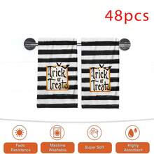 2/4/48pcs Halloween Series Black & White Striped Pattern Printed Kitchen Towels - Super Soft, Highly Absorbent Polyester Dish & Hand Towels, Perfect For Holiday Decor, Kitchen Decor, Party Decor - Multicolor - View 13