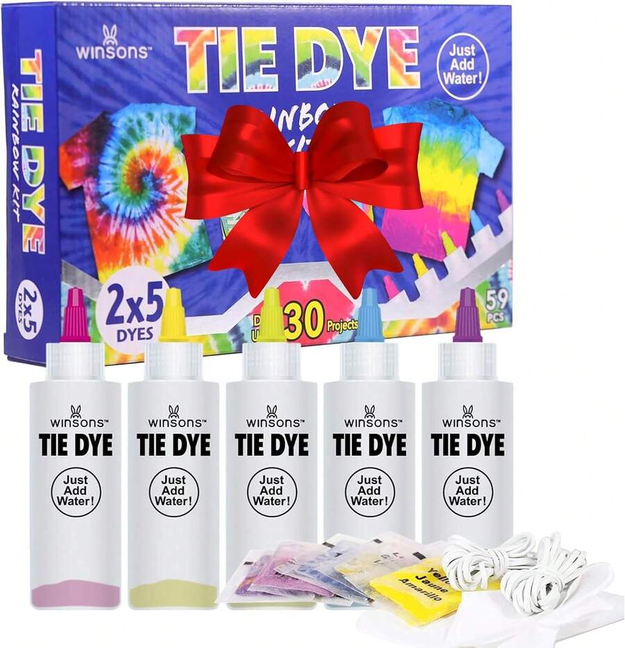 WINSONS Tie Dye Kit 5 Colors Permanent Fabric Dye Art Set For Kids Adults For School, Homemade Party, Creative Groups Activities, DIY Gift - ColorB - View 1