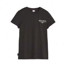 PUMA TEAM TEE Women's Casual Solid Color Letter Embroidered Breathable T-Shirt - Black - View 2