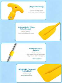 21'' - 42'' Telescopic Emergency Boat Paddle, Aluminum Alloy Shaft, Lightweight, Adjustable Length, Canoe Kayak Paddle - Multicolor - View 9