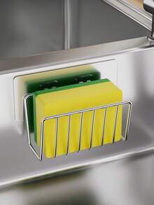 Kitchen Sink Sponge Holder,Self Adhesive Sponge Caddy,Stainless Steel Sponge Rack,Wall Mount Dish Sponge Storage,Draining Sink Organizer,No Drill Kitchen Caddy, Scrubber Holder,Sink Side Storage Basket - Multicolor - View 4