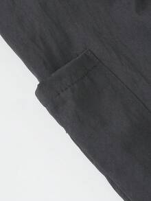 Celana Sweatpants Kargo Gaya Amerika Musim Panas Longgar Kasual Kaki Lebar dengan Tali Serut di Pinggang - Hitam - View 4