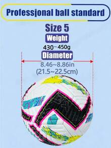 1pc Size 5 Adult Competition Soccer Ball, Multi-Color Training Football For Youth Students, Beach, Indoor, Outdoor PU Embossed - Multicolor - View 3