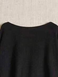 JIANHU Autumn/Winter Off-Shoulder Black Batwing Sleeve Knit Sweater, Thanksgiving Dinner And Christmas Party Fall - Black - View 4