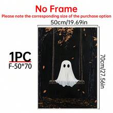 1/6pcs Vintage Ghost Halloween Gallery Wall Decor Set, Whimsical Autumn Halloween Decorations, Kids Room Wall Art Prints, Home Wall Decor Art - Multicolor - View 23