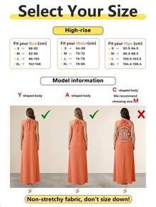Vestido Naranja sin Espalda Línea A Primavera/Verano, Estilo Bohemio, Elegante para Vacaciones en la Playa & Uso Diario - Naranja - Ver 7
