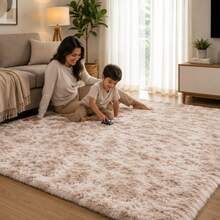 Tapete De Sala Grande Felpudo Luxuoso Shaggy 4,00 x 2,00 M - Bege - Visão 4