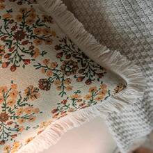 1pc Bohemian Jacquard Throw Pillow Cover, Thickened Linen Textured Fabric With Four-Sided Fringed Tassel Design, Fits Living Room Sofa, Bedroom Bed, Bay Window, Study Chair, Invisible Zipper Closure For Easy Removal And Machine Wash, Suitable For Pastoral, Farmhouse And Other Home Decor Styles, Multiple Patterns Available Fabric Soft Decoration Pillow Cover - Jacquard Green Lotus With White Stamen - View 9