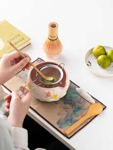 Bộ pha trà Matcha 1 món/2 món/7 món, bộ pha trà Matcha đầy đủ với bát sứ dập nổi hoa và rây, dụng cụ trà đạo truyền thống Nhật Bản, phù hợp dùng tại nhà và làm quà tặng - Nhiều màu - Xem 4