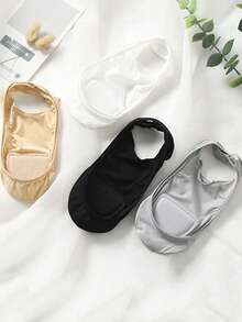 chuanwa(2) 1/5/10 Pairs Women's Summer Solid Color Ice Silk Boat Socks Ultra-Thin Soft Non-Slip Half Palm Invisible Socks Breathable Fashion Comfortable - Multicolor - View 6