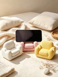 1pc Sofa Phone Holder, Textured Hard Sofa Desktop Phone Stand, Cute Slouchy Person Tablet Support Base, Cream Style Desktop Decor Ornament, Binge-Watching Phone Storage Stand, Best Gift Choice - Multicolor - View 5