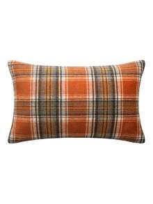 Homemorelove 1/2pcs Plaid Double-Sided Faux Mohair Pillowcase, Hidden Zipper, Suitable For Bedroom, Living Room, Sofa Home Decor, Pillow Insert Not Included, Thanksgiving, Halloween Atmosphere Decorative Cushion Cover - Large Orange Plaid - View 10