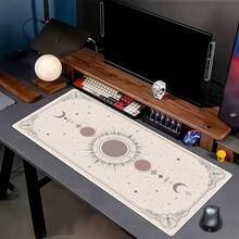 A Large Gaming Mouse Pad Featuring A Beige Background And A Sun, Moon, And Stars Pattern-Perfect As A Gift For Christmas Or Halloween. This Stylish Mat Serves As Both A Mouse Pad And A Desk Mat. - Multicolor - View 3