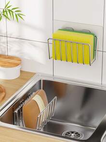 Self Adhesive Stainless Steel Sponge Holder For Kitchen Sink,It Stores Cleaning Sponges, Pot Scrubbers, Dish Brushes And Soap Pads,Punch-Free Strong Adhesive Sticker,Fits Home Kitchens, Rental Apartments Sink Wall Storage Tidying - Multicolor - View 4