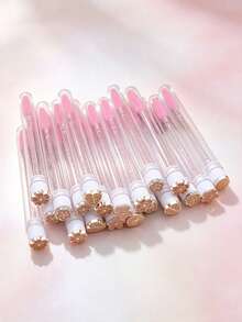 1/2/5/10pcs Pearl Crown Flower Rabbit Design Pink Eyelash Brush Eyebrow Brush Portable Test Tube Eyelash Brush With Transparent Sleeve, Travel Makeup Tool - Pink - View 2