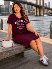 Plus Size Dresses - BROOKLYN BORDÓ - Ver 4