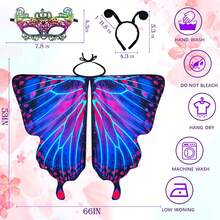 Double-Sided Printing Butterfly Costume For Women, Adult Butterfly Wings For Woman, Halloween Costume Fairy Wing Cape - ColorG - View 2