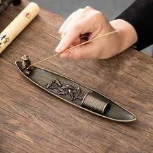 1pc Metal Fisherman Backflow Incense Burner, Zen Design Compatible With Incense Sticks, Aromatherapy Healing, Meditation And Mindfulness, Home Decor, Suitable For Christmas, Halloween, Easter And Other Holiday Gifts And Display - a - View 8