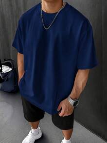 Sunny Cali Tee, Oversized 180g Lightweight Cotton, Summer Vacation Beach Top For Men - 藏蓝色 - 查看 12