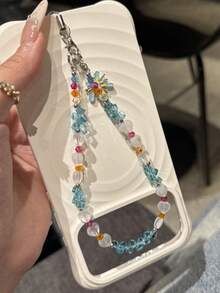 1pc Ins Firework Phone Charm, Handmade Beaded Phone Chain, Ornament Camera Anti-Loss Chain, Travel Bag Decoration, Keychain, Apple Pro Bluetooth Earphone Case Lanyard, Women's Holiday Gift - Multicolor - View 3