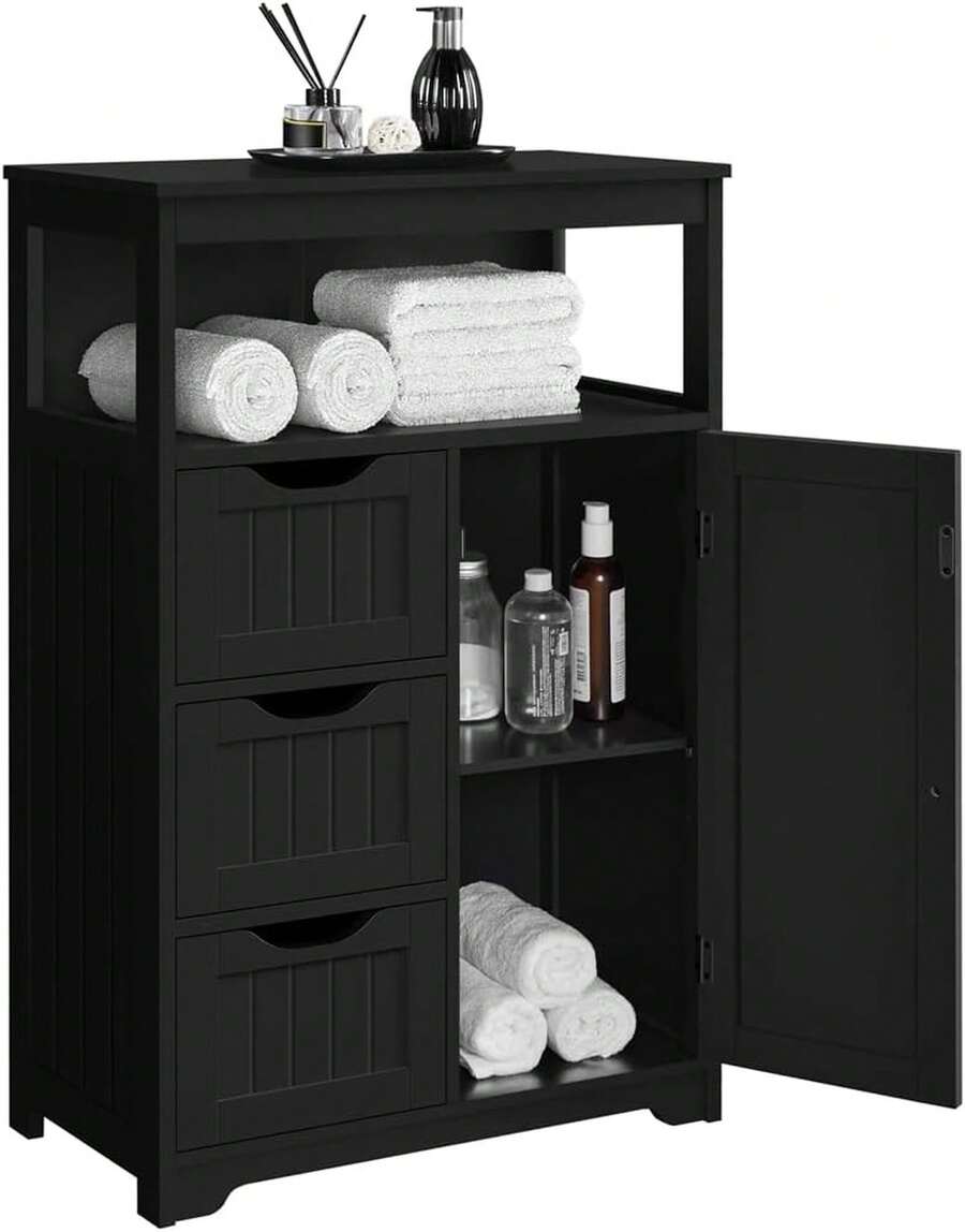 Estantería ajustable, blanca, aparador multiusos con doble organizador de almacenamiento, cocina, sala de estar, ahorro de espacio | Estantería ajustable aparador multiusos con doble organizador de almacenamiento gabinete de cocina sala de estar ahorro de espacio GD3M - Negro - Ver 1